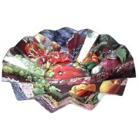 Vintage French Tin Fruit Vegetable Print Design Large Bowl Dish Platter Plate Catch-All Trinket Fruit Serving circa 1970-80's