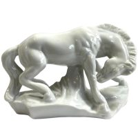 Vintage Chinese White Porcelain Horse Blanc De Chine Oriental Figurine Statue Ornament c1980's