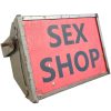Vintage English Adapted Upcycled Sex Shop Advertising Electric Light Wall Or Desktop Bedside Studio Lamp c1970's