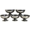 Vintage French Silver Steel Metal Small Ice Cream Sweet Pudding Cup Bowls Dishes Set Of Five circa c1970-80's