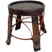 Vintage Japanese Woven Bamboo Bowl Vase Stand Display Plinth Ornament Base Decor Trivet Placemat Table Protector Asian c1970's