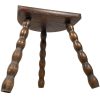 Vintage French Stool Chair Seat Wooden Milking Kitchen Table D Shaped Seat Bobbin Leg Plant Rest Stand Plinth Tabouret c1960-70's