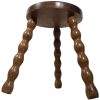 Vintage French Breton Style Stool Chair Seat Wooden Milking Round Shaped Seat Bobbin Leg Plant Rest Stand Plinth Tabouret c1950-60's