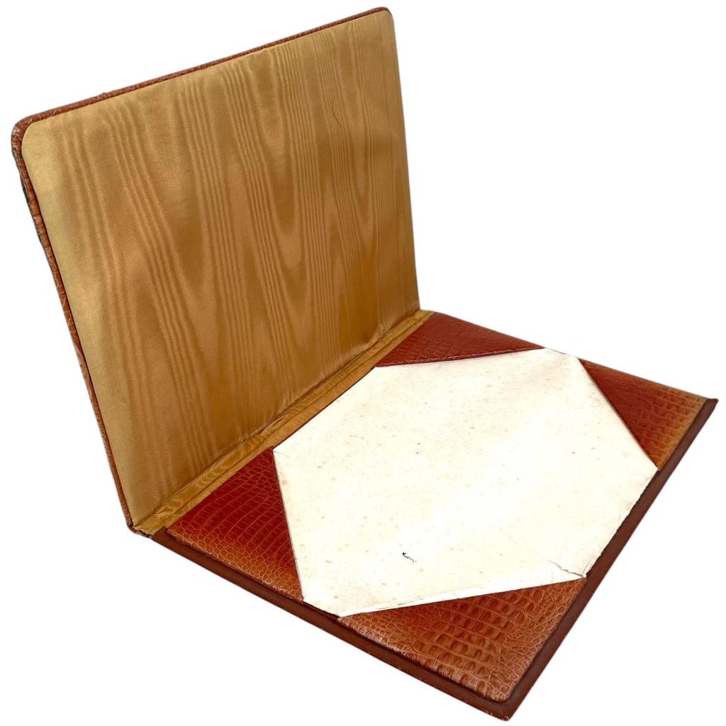 Vintage French Pressed Leather Brown Small Desktop Desk Writing Pad Cover Protector Base Heavily Worn circa 1960-70's