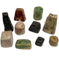 Vintage Asian Pottery Glazed Incence Stick Holders Stands Job Lot Of Ten Collection circa 1980-90's