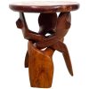 Vintage African Small Tabouret Table Africa Ornately Carved Wood Side Stand Display circa 1980's