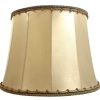 Vintage French Lampshade Fabric Beige Brown Medium Desk Table Lamp Shade Material Fringe Design circa 1960-70's