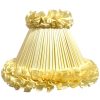 Vintage French Lampshade Fabric Frilly Yellow Small Desk Table Lamp Shade Material Fringe Design circa 1960-70's
