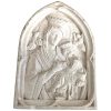 Vintage French Mary Jesus Child Biblical Scene Plaster Shield Wall Plaque Decor Ornament Figurine Display Gift c1960-70's