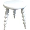 Vintage French Twisty Spiral Small Stool Rustic Rural Table Wooden Wood Chair Seat Stand Flower Pot Ornament Tabouret c1960-70's