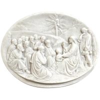 Vintage French Ancient Biblical Scene Jesus Preaching Resin Small Oval Wall Plaque Decor Ornament Figurine Display Gift c1970-80's