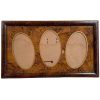 Vintage French Wooden Picture Frame Passe Partout Faux Wood Glass Fronted Ornate Decorative Oval Circular c1940-50's