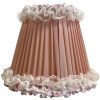 Vintage French Lampshade Fabric Frilly Pink Small Desk Table Lamp Shade Material Fringe Design circa 1970's