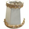 Vintage French Lampshade Fabric Frilly Beige Pearl White Small Desk Table Lamp Shade Material Fringe Design circa 1970's