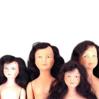 Vintage French Collection Of Four Plastic Dolls Sisters Twins Toys circa 1970's