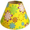 Vintage French Flower Power Yellow Lampshade Desk Bedside Lamp Shade Plastic Backed Material Design circa 1970-80's