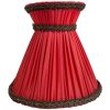 Vintage French Lampshade Pleated Fabric Frilly Red Small Desk Table Lamp Shade Material Fringe Design circa 1960-70's