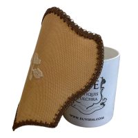 Alternative view of Vintage French Lampshade Brown Gold Small Wall Mounted Lights Bedside Table Lamp Shade Material Design Trimmed circa 1950's