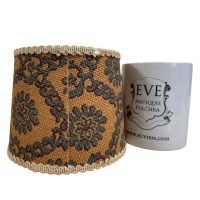 Alternative view of Vintage French Brown Green Small Lampshade Desk Bedside Lamp Shade Material Fringed Hessian Design circa 1970's