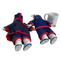 Alternative view of Vintage Chinese Ceramic Fabric Costumed Doll Boy Girl Ornament circa 1980-90's