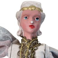 Alternative view of Vintage Czech Plaster String Puppet Doll Musketeer & Princess Ornament Wooden Figurine circa 1970-80's