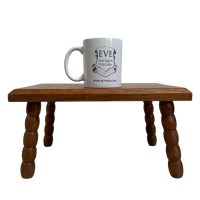 Alternative view of Vintage French Bench Stool Step Small Tiny Wooden Wood Chair Seat Side Stand Flower Pot Display Shelf Bobbin Leg Tabouret c1960's