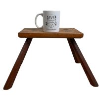 Alternative view of Vintage French Bench Stool Small Wooden Wood Chair Seat Side Stand Flower Pot Display Shelf Splayed Leg Tabouret c1960-70's