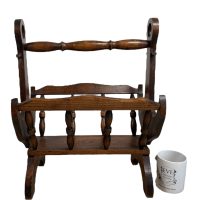 Alternative view of Vintage French Anchor Sailor Wooden Newspaper Magazine Document Book Container Rack Side TV Armchair Furniture circa 1970's