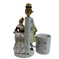 Alternative view of Vintage Japanese Small Ceramic Figurine Desk Bedside Lounge Office Standing Writing Electric Lamp Light Display Prop circa 1970's