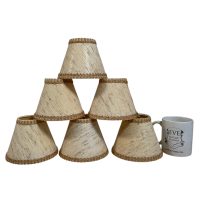 Alternative view of Vintage French Brown Beige Small Lampshade Hanging Lamp Shade Material Fringed Design circa 1970's