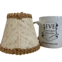 Alternative view of Vintage French Brown Beige Small Lampshade Desk Wall Lamp Shade Material Fringed Design circa 1970's