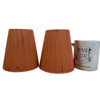 Alternative view of Vintage French Lampshade Pleated Fabric Orange Faded Red Small Desk Table Lamp Shade Material Design circa 1960-70's