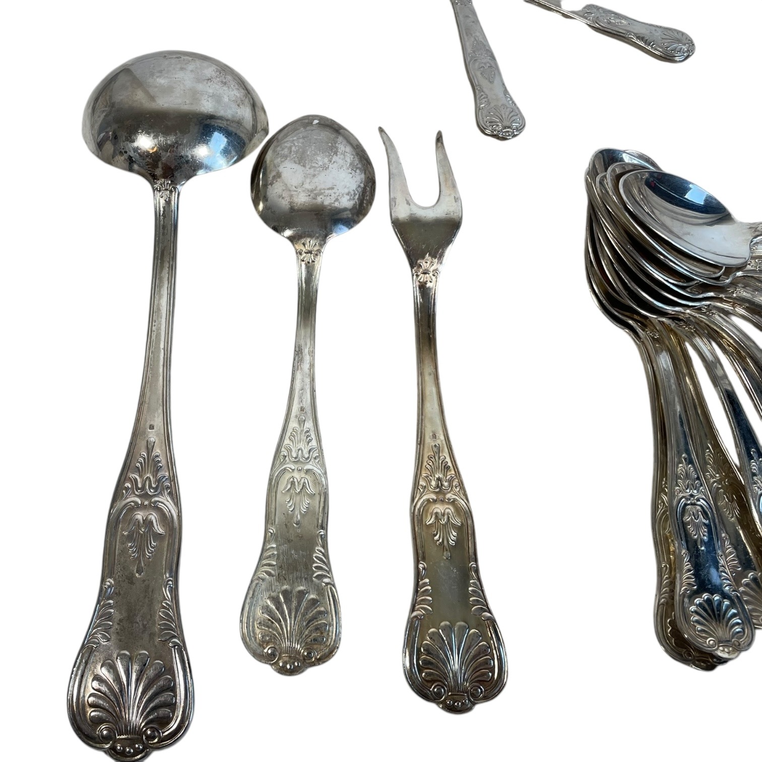 Vintage French Kings Queens Twelve Place Cutlery Set 12 Knifes Forks Spoons Teaspoons Ladle Cutlery Flatware Silverware c1970’s 3 Vintage French Kings Queens Twelve Place Cutlery Set 12 Knifes Forks Spoons Teaspoons Ladle Cutlery Flatware Silverware c1970's - Image 3