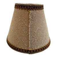 Alternative view of Vintage French Brown Small Lampshade Desk Bedside Lamp Shade Material Fringed Design circa 1970's
