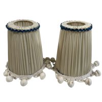 Alternative view of Vintage French Small Lampshade Fabric White Bobble Small Desk Table Lamp Shade Material Design circa 1960-70's