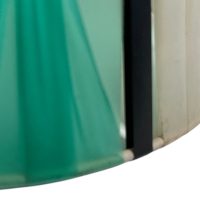 Alternative view of Vintage French Lampshade Pleated Fabric Green White Black Small Desk Table Lamp Shade Material Design circa 1960-70's