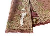 Alternative view of Vintage French Pink Red Green Rug Carpet Floor Covering Decor Display Prop France circa 1980-90's