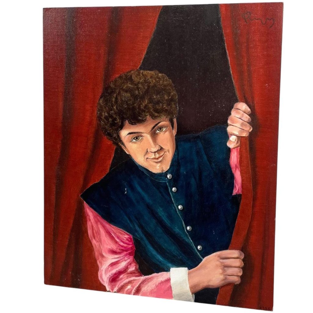 Vintage French "Le Page" Acrylic Painting On Hardboard Wall Decor Decoration Portrait Man By Roger Pagny c1970-80's