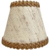 Vintage French Brown Beige Small Lampshade Desk Wall Lamp Shade Material Fringed Design circa 1970's