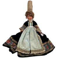 Vintage French Period Costumed Doll Girl Decorative Ornament Collector Dusty Dirty circa 1940-50's