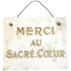 Vintage French Original Church Cathedral Stone Plaque Collection Box Merci Au Sacre Coeur Catholic Sign Display c1950's