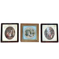 Vintage French Three Framed Small Prints Great Master Painting Print Collection Display Artwork c1970-80's