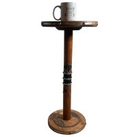 Alternative view of Vintage French Varnished Wood Decorated Pillar Leg Side Table Stand Tabouret Stand Plinth Display Wooden Round Shaped Top c1960's