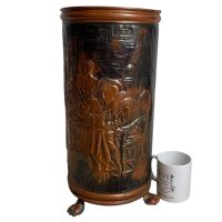 Alternative view of Vintage French Copper Metal Umbrella Walking Stick Stand Storage Pot Container Hallway Entryway circa 1970-80's