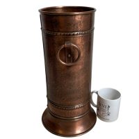 Alternative view of Vintage French Small Copper Metal Umbrella Walking Stick Stand Storage Pot Container Hallway Entryway circa 1980's