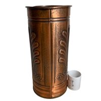 Alternative view of Vintage French Copper Brass Metal Umbrella Walking Stick Stand Storage Pot Container Hallway Entryway circa 1980's