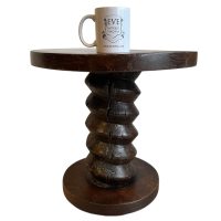Alternative view of Antique French Wine Vineyard Press Screw Style Stand Wood Wooden Heavy Plinth Table Ornament Pot Display Tabouret c1910-20's