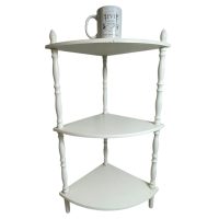 Alternative view of Vintage French Painted White Wood Corner Shelf Side Table Stand Tabouret Plinth Display Wooden c1970-80's