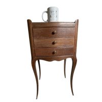 Alternative view of Vintage French Varnished Wood Nightstand Hallway Drawer Unit Side Telephone Table Stand Tabouret Plinth Display Wooden c1950-6t0's