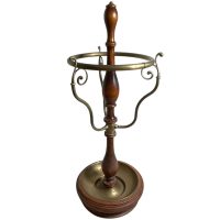 Vintage French Ornate Wood Brass Hallway Walking Stick Umbrella Stand circa 1970’s Vintage French Ornate Wood Brass Hallway Walking Stick Umbrella Stand circa 1970's